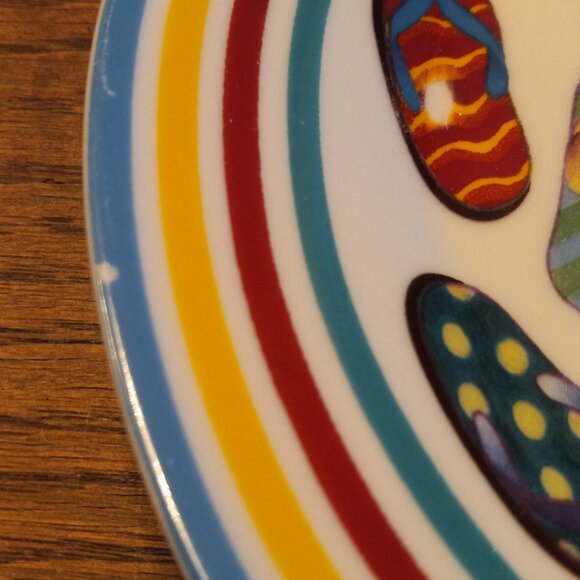 3 Godinger & Co. 7.5" Dessert Plate Flip Flop Design Summer Colorful Dinnerware - Picture 4 of 10
